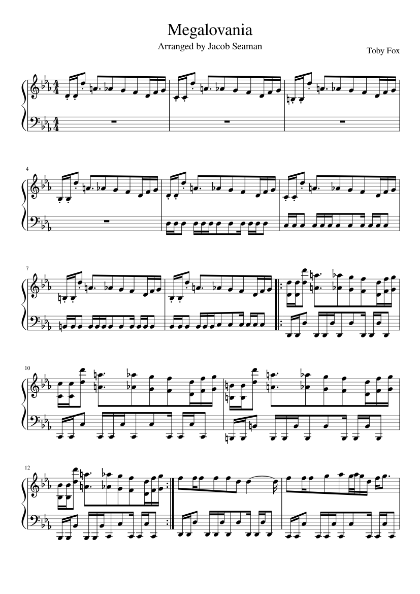 Undertale Ost Megalovania Piano Remix Sheet Music For Piano