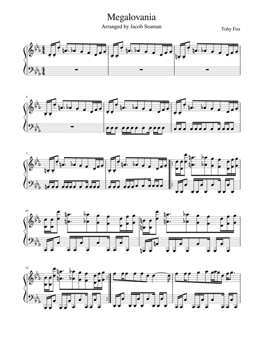 Simple Megalovania Piano Sheet