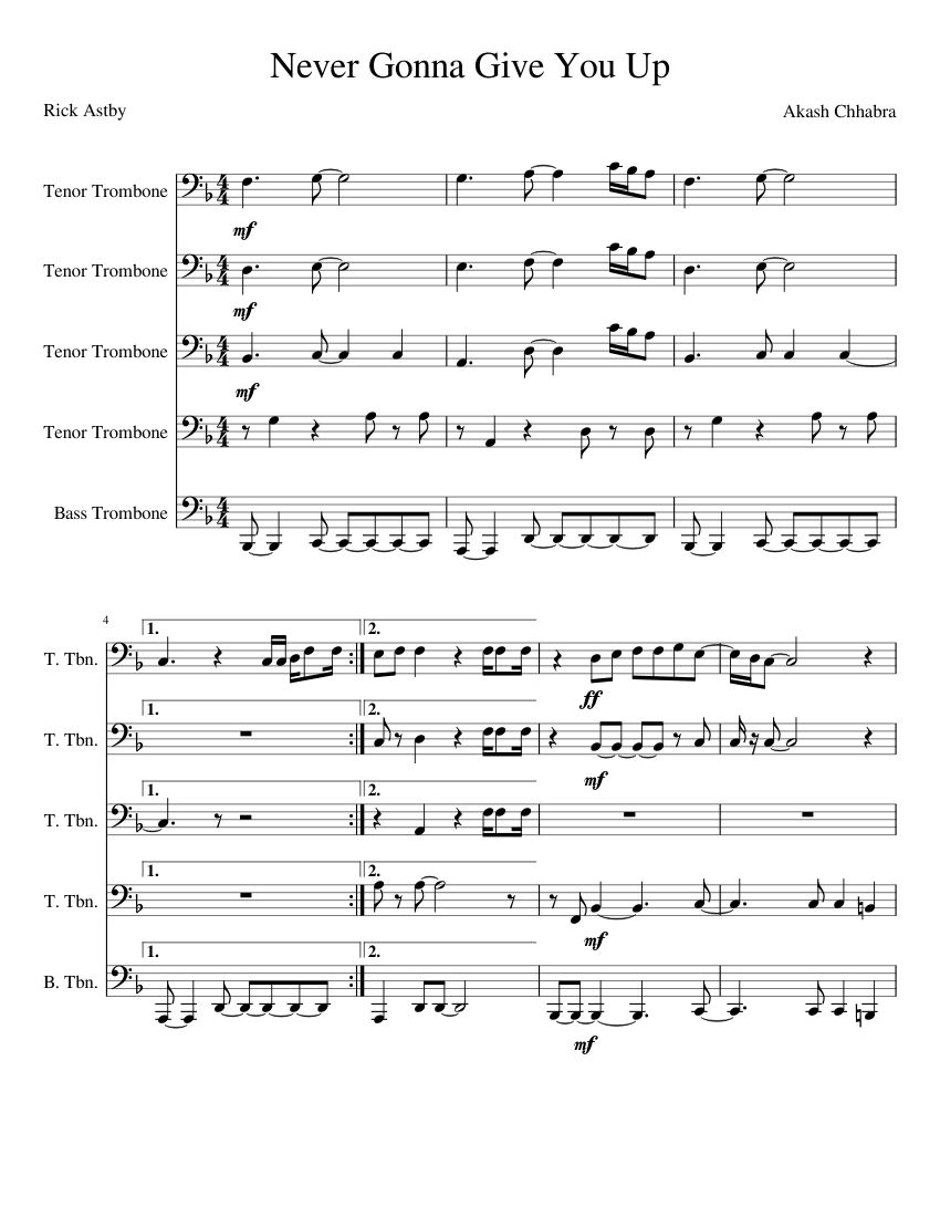 Never Gonna Give You Up Sheet music | Musescore.com