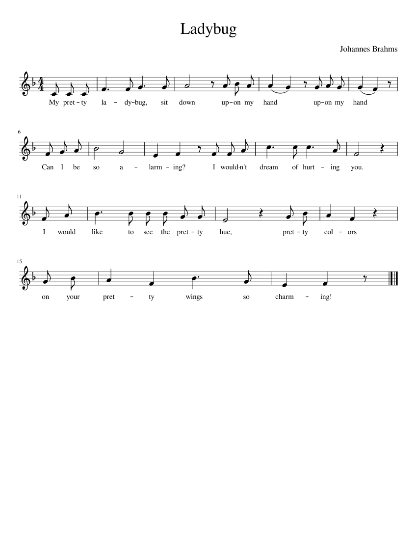 Ladybug Sheet Music For Piano Download Free In PDF Or MIDI
