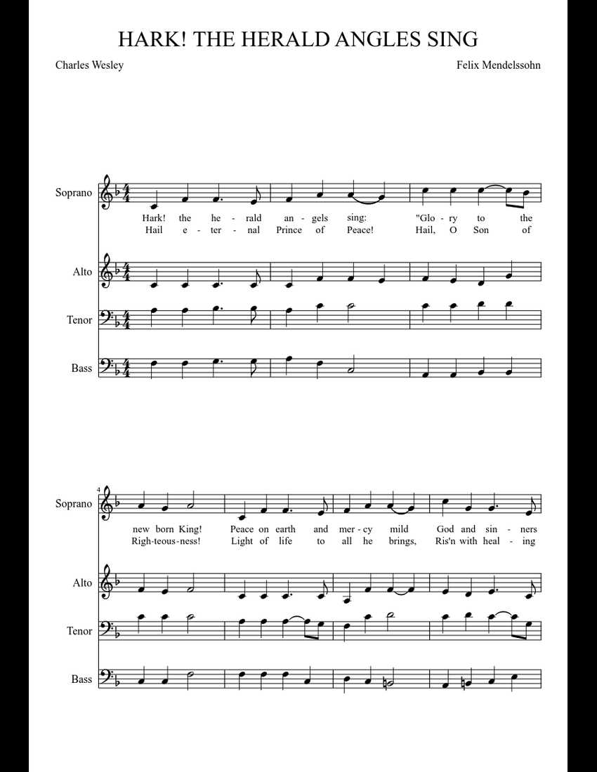 Hark! The Herald Angels Sing sheet music for Voice download free in PDF ...