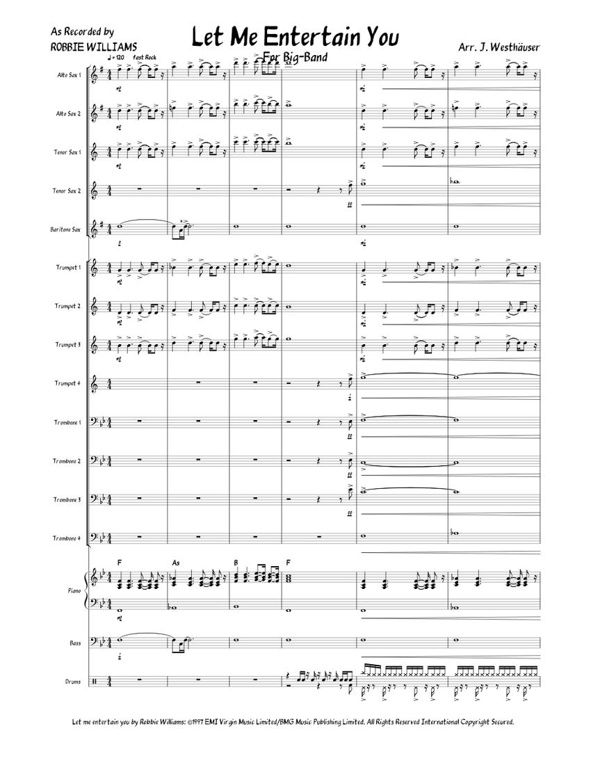 Let Me Entertain You for BigBand Sheet music for Piano, Trumpet (In B