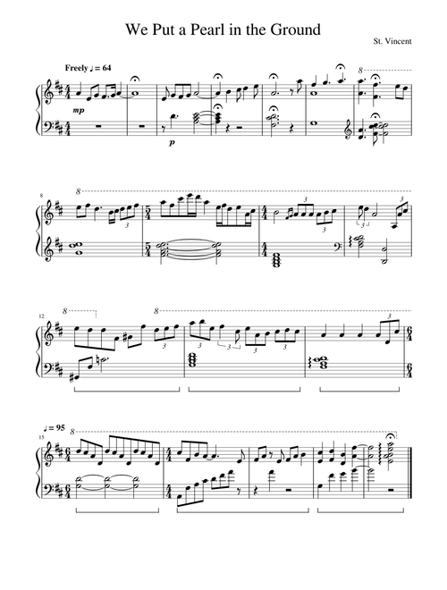 We Put A Pearl In The Ground St Vincent Free Piano Sheet Music Sheet Music For Piano Solo Musescore Com