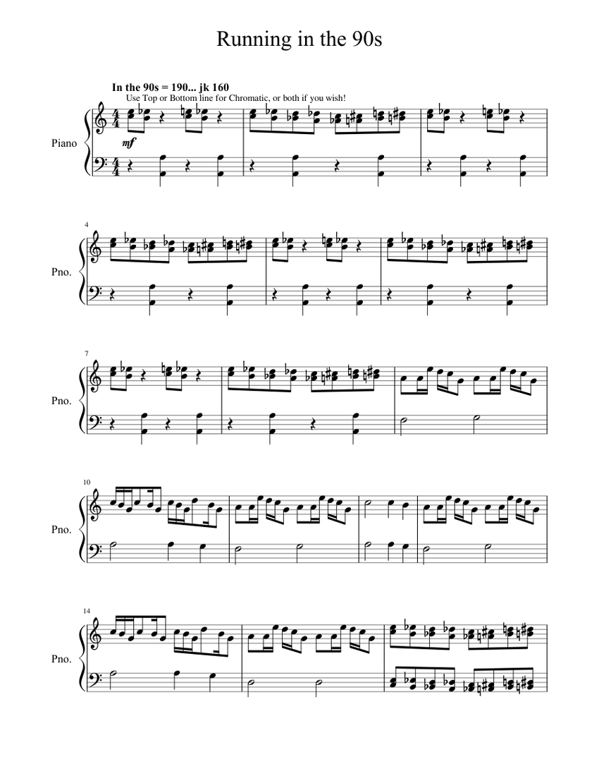 Running In The 90s Sheet Music For Piano Download Free In Pdf Or