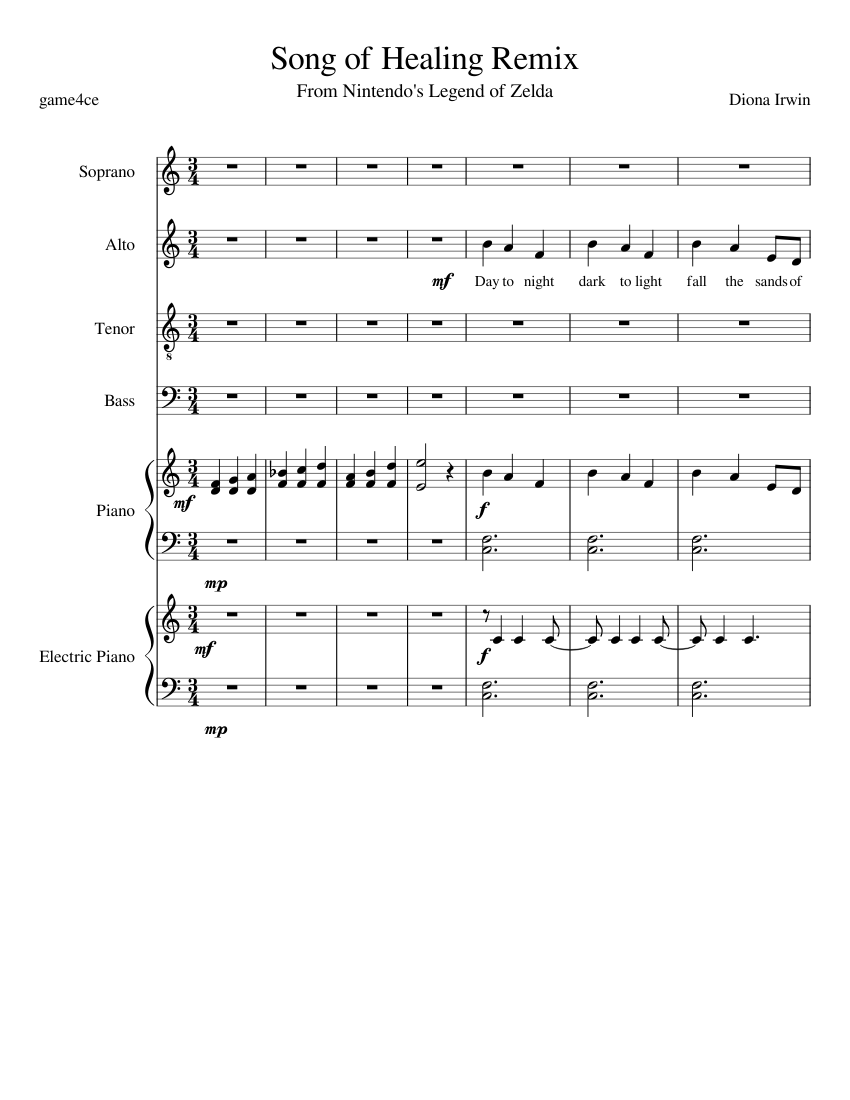 Song of Healing Remix sheet music for Piano, Voice download free in PDF