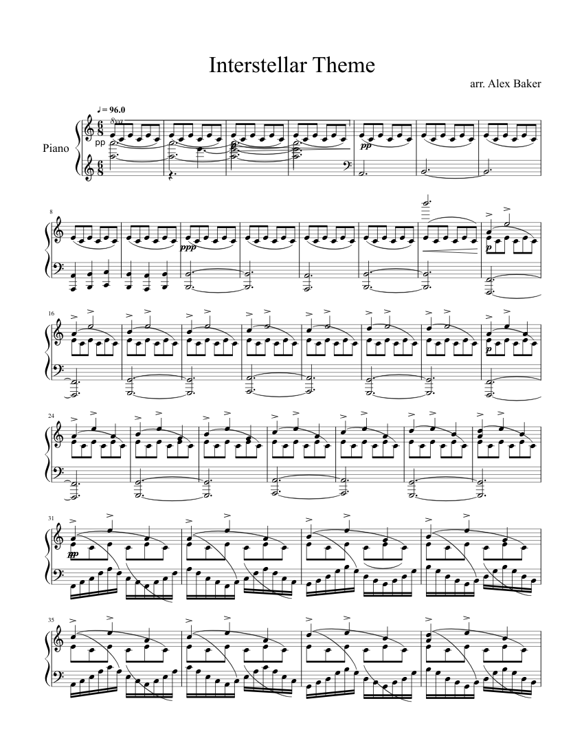 Interstellar Theme Sheet music for Piano (Solo) | Musescore.com
