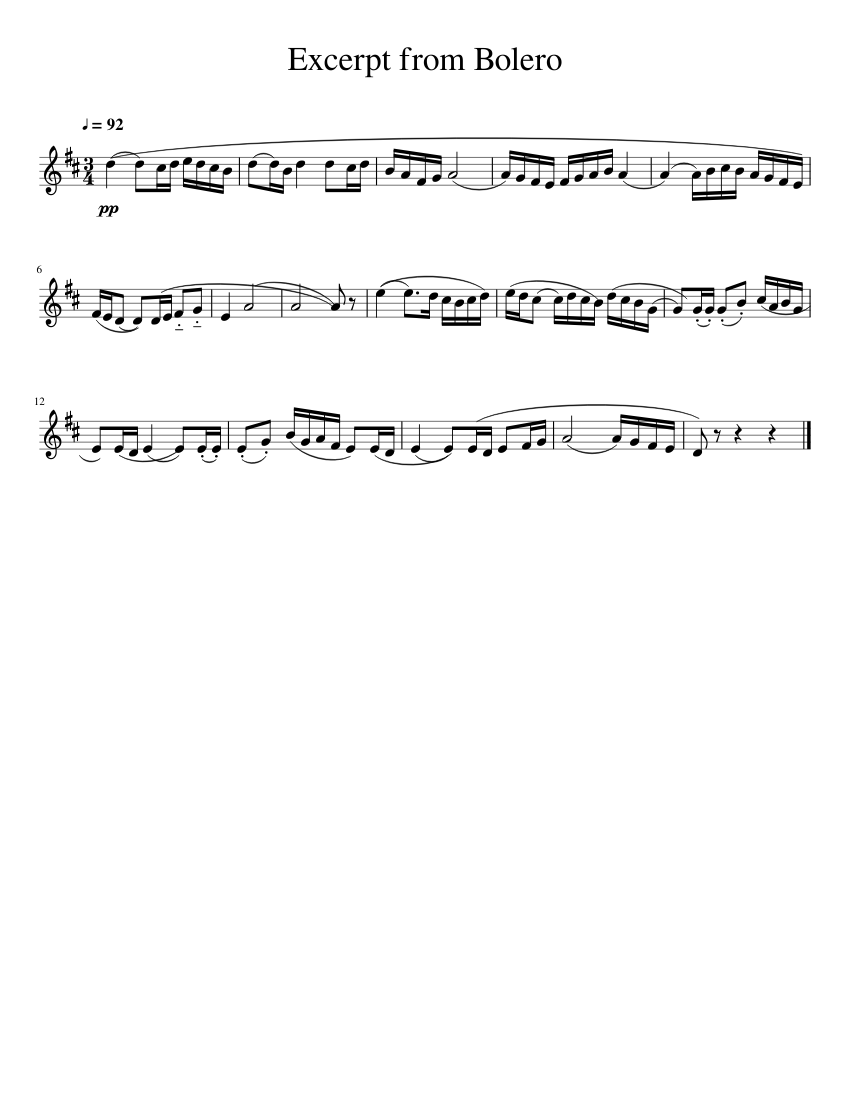 Excerpt from Bolero Sheet music for Alto Saxophone Download free in