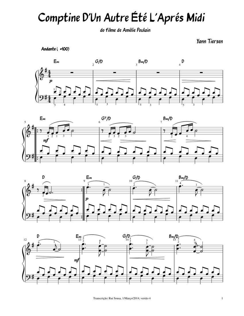 Comptine D'un Autre Été L'aprés Midi