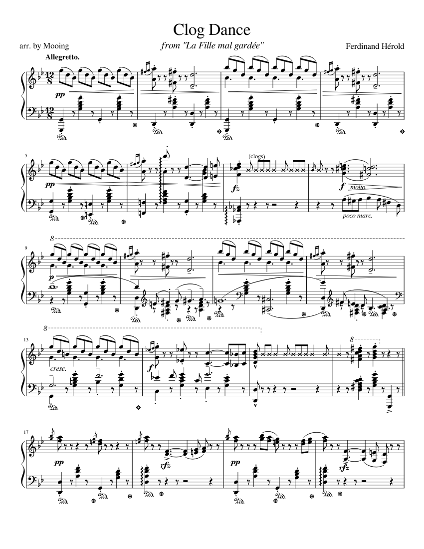 Download Clog Dance Sheet music for Piano | Download free in PDF or MIDI | Musescore.com