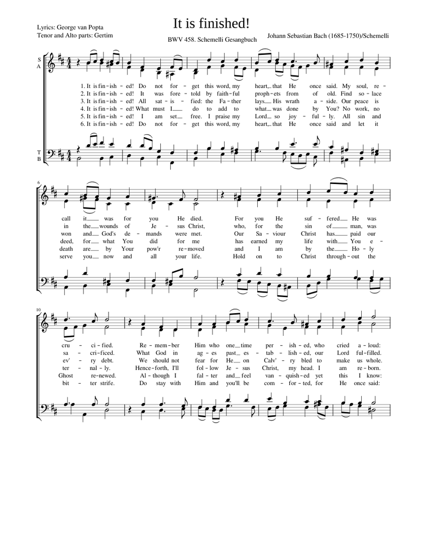 It is finished! sheet music for Voice download free in PDF or MIDI