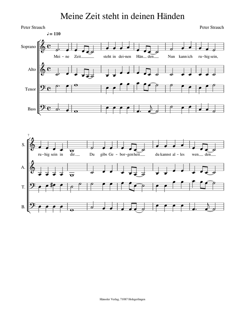 Meine Zeit steht in deinen Händen Sheet music for Soprano, Tenor, Alto