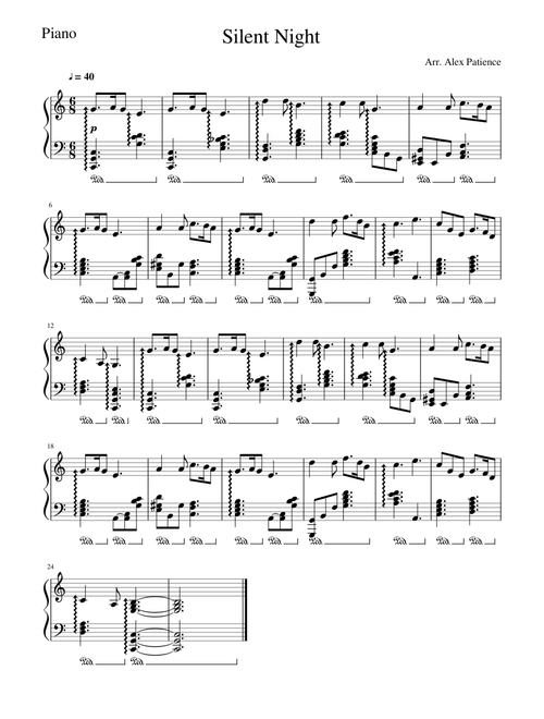 Silent Night Christmas Song Piano Sheets Tutorial Sheet Music For Piano Solo Musescore Com