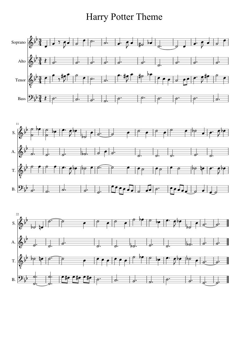 Harry Potter Theme SATB sheet music for Voice download free in PDF or MIDI
