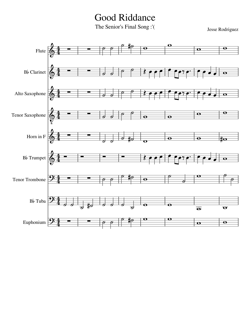 Good Riddance Sheet music for Flute, Alto Saxophone, Tenor