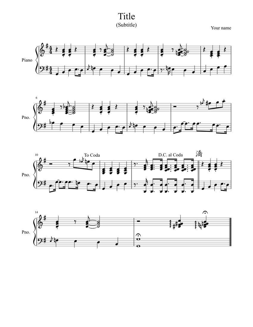 Piano accompaniment - Upbeat Sheet music for Piano (Solo) | Musescore.com