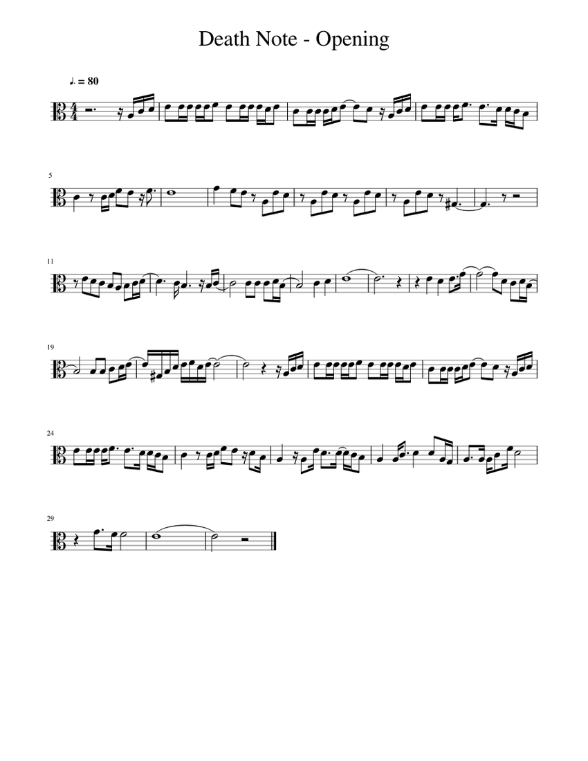 Death Note Opening Viola Sheet music for Viola (Solo) | Musescore.com