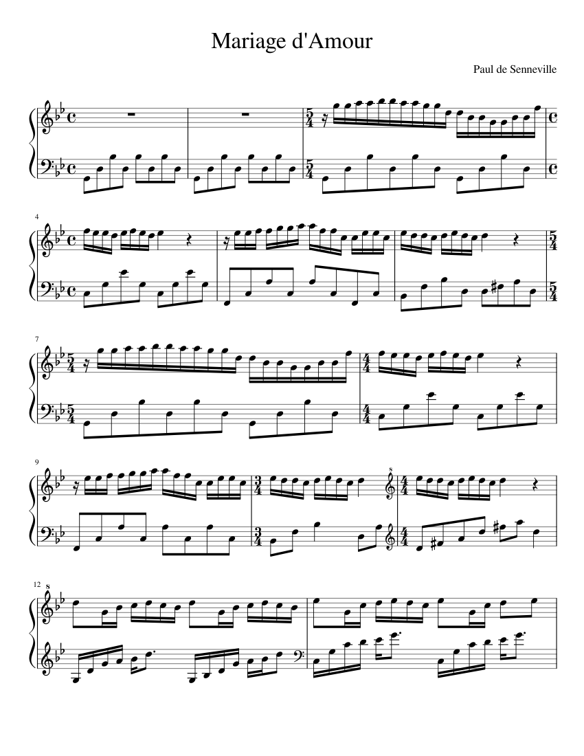 Mariage d'Amour sheet music for Piano download free in PDF or MIDI