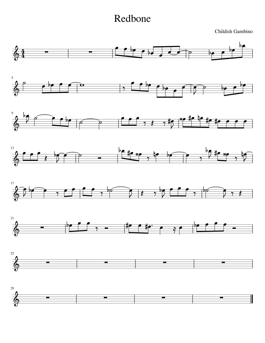 Redbone Proj sheet music for Alto Saxophone download free in PDF or MIDI