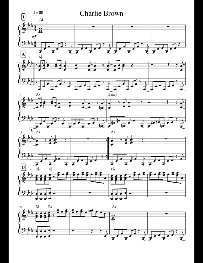 Charlie Brown as played by Piano Guys sheet music for Piano download free in PDF or MIDI