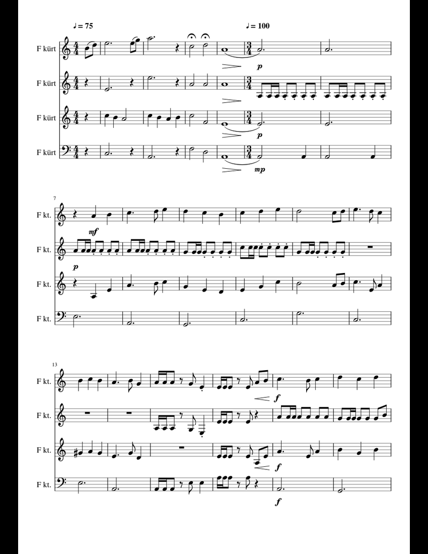 Pirates of the Caribbean Horn Quartet sheet music for French Horn