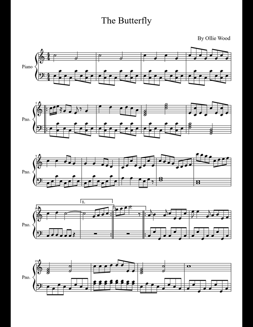 The Butterfly sheet music for Piano download free in PDF or MIDI