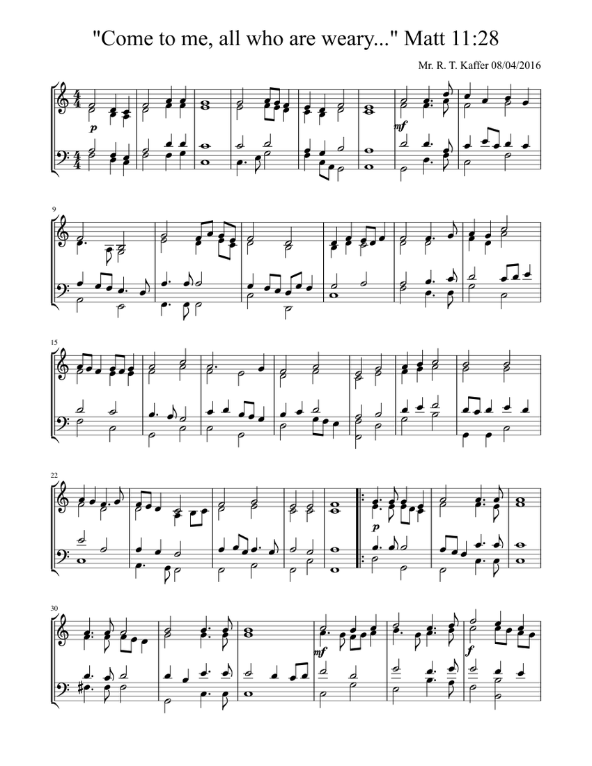 Come To Me All Who Are Weary Matthew 11 28 Sheet Music come to me all who are weary matthew 11 28 sheet music