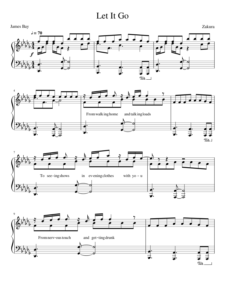 James Bay - Let It Go sheet music for Piano download free in PDF or MIDI