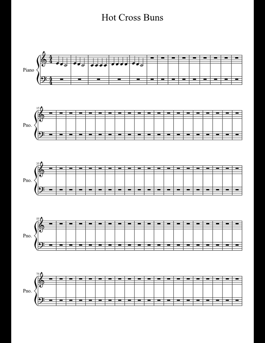 Hot Cross Buns sheet music for Piano download free in PDF or MIDI