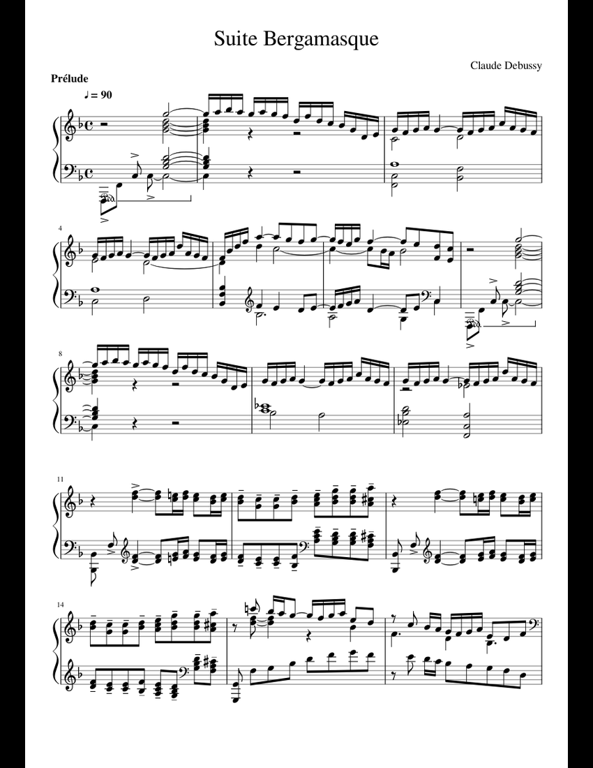 Debussy - Suite Bergamasque sheet music for Piano download free in PDF ...
