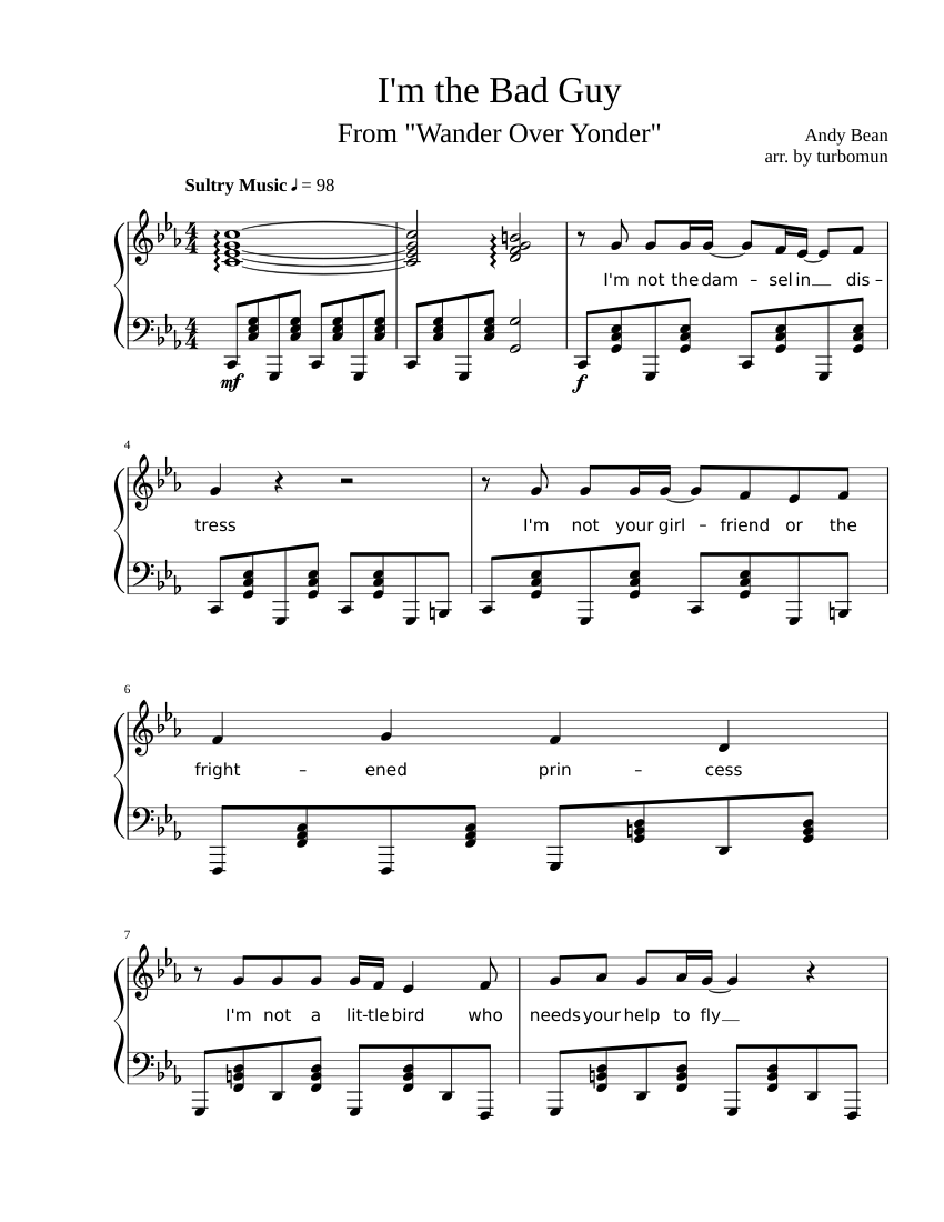 I'm the Bad Guy [Piano Solo] Sheet music for Piano | Download free in