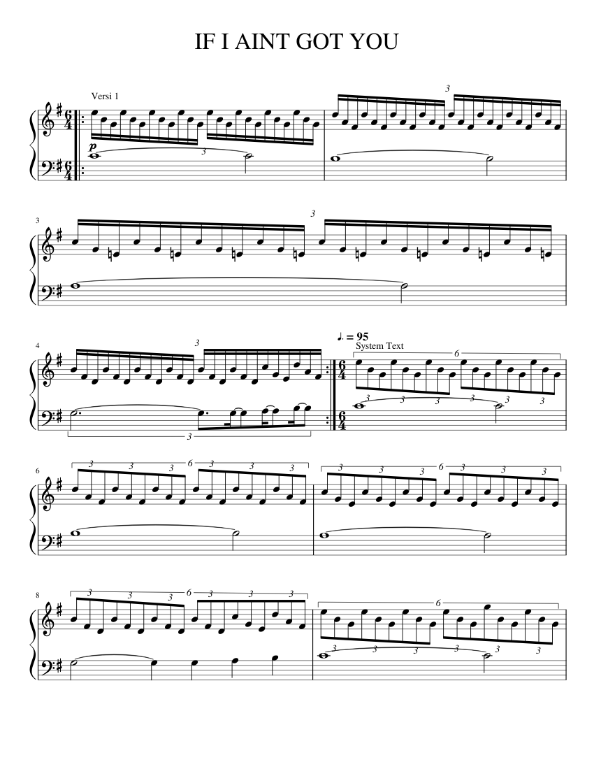IF I AINT GOT YOU sheet music for Piano download free in PDF or MIDI