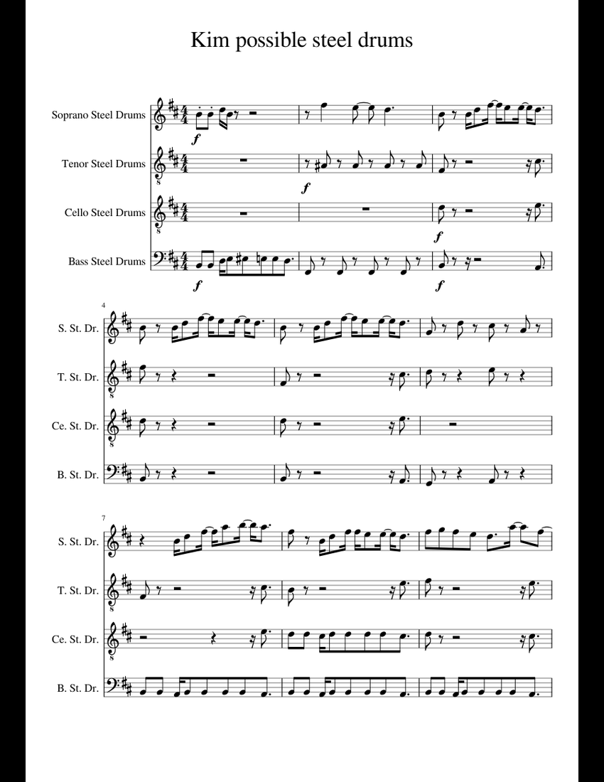 Kim Possible Steel Drums sheet music for Percussion download free in