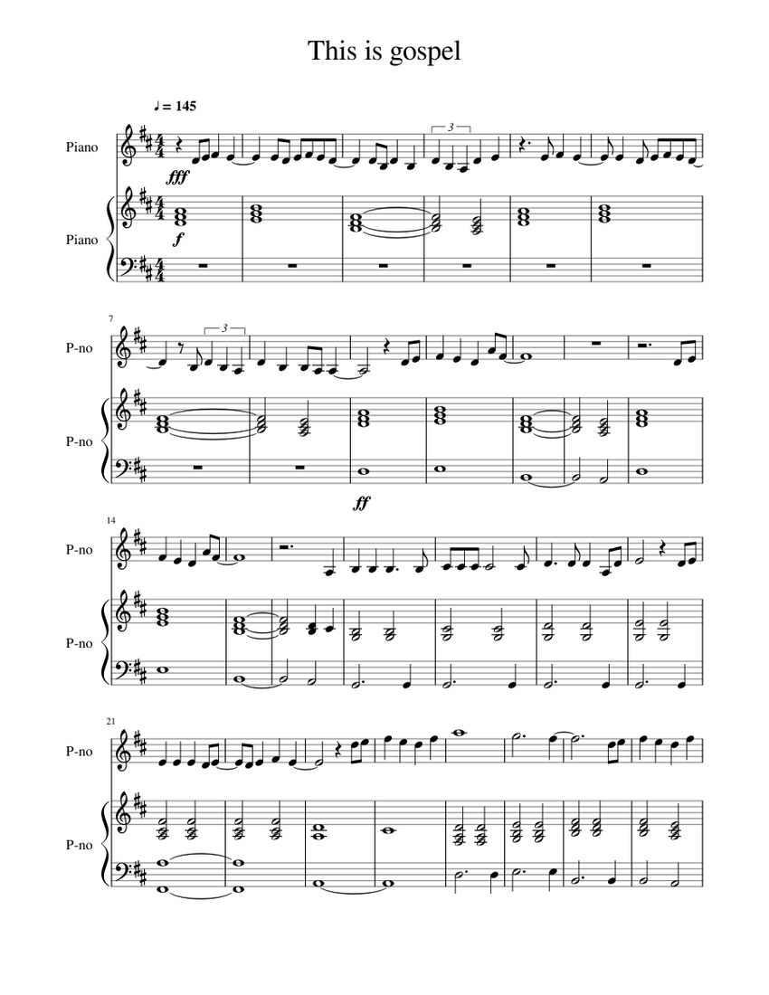 This Is Gospel Sheet music for Piano | Download free in PDF or MIDI