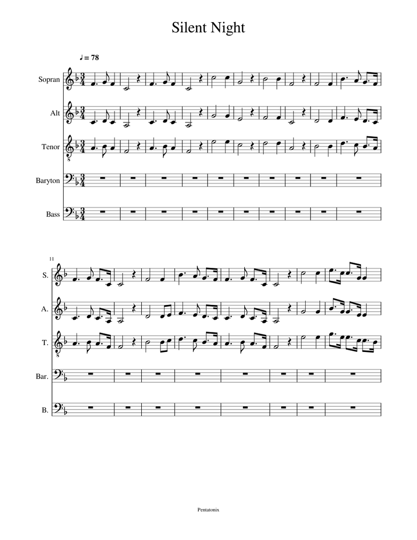 Silent Night Sheet music for Voice | Download free in PDF or MIDI | Musescore.com