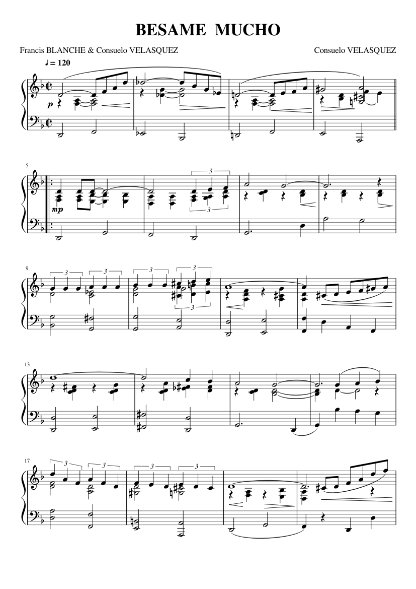 BESAME MUCHO sheet music for Piano download free in PDF or MIDI