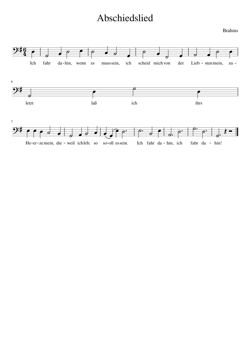 Abschiedslied sheet music for Piano download free in PDF or MIDI