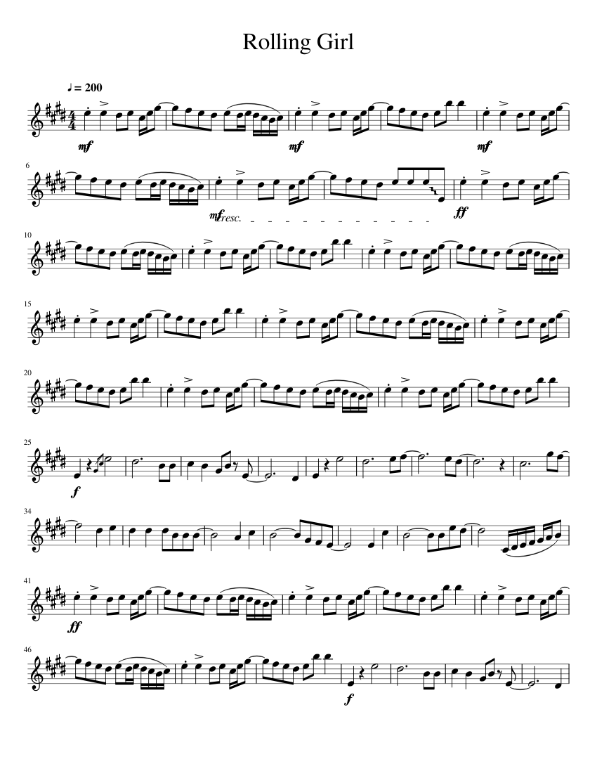 Rolling Girl 1 Sheet Music For Tenor Saxophone Download Free In PDF rolling-girl-1-sheet-music-for-tenor-saxophone-download-free-in-pdf