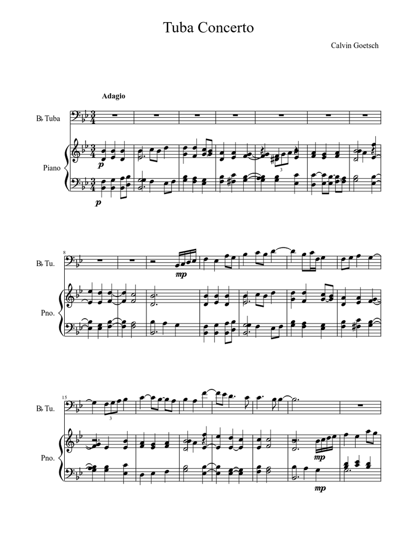 Tuba Concerto Movement 2 Sheet music for Piano, Tuba | Download free in ...