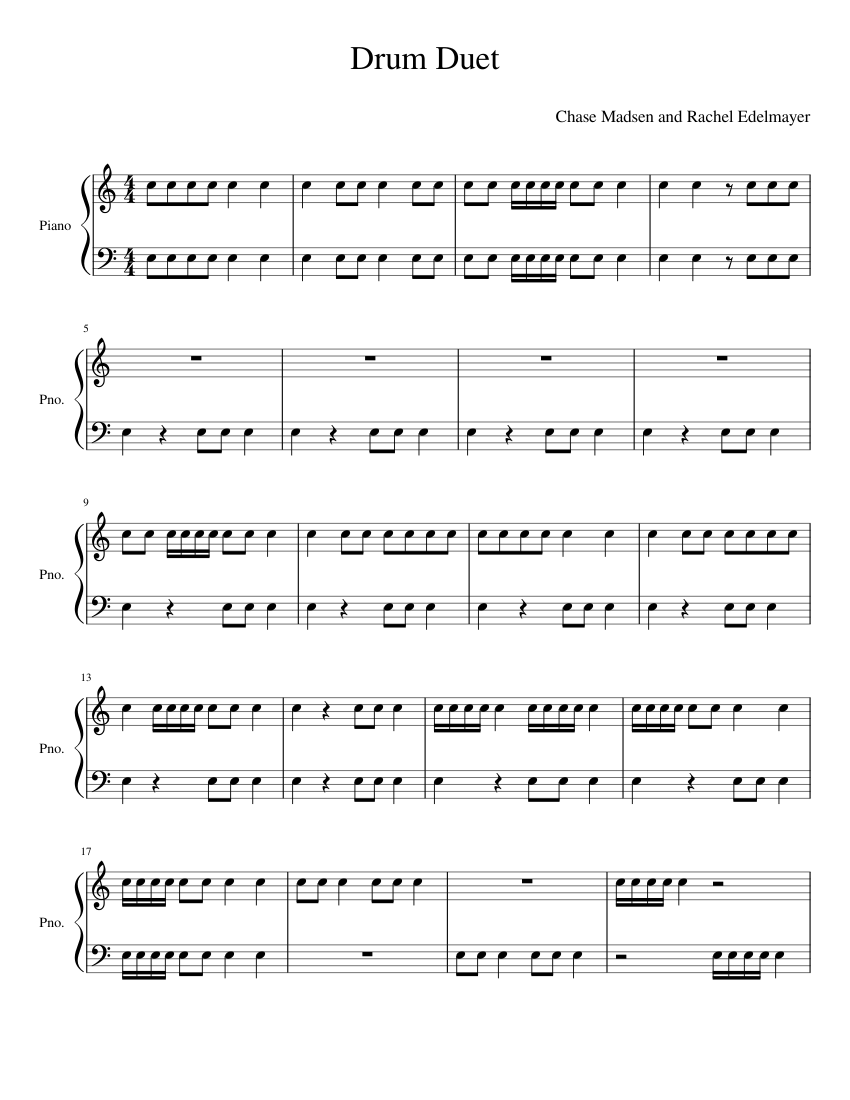 Drum Duet Final Sheet music for Piano | Download free in PDF or MIDI