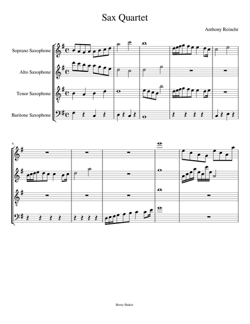 Sax Quartet Sheet Music For Saxophone Alto Saxophone Tenor Saxophone Baritone Saxophone Soprano Saxophone Ensemble Musescore Com