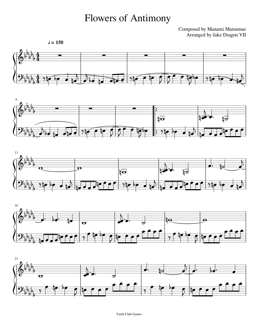 Flowers of Antimony (Piano Arrangement) Sheet music for ...