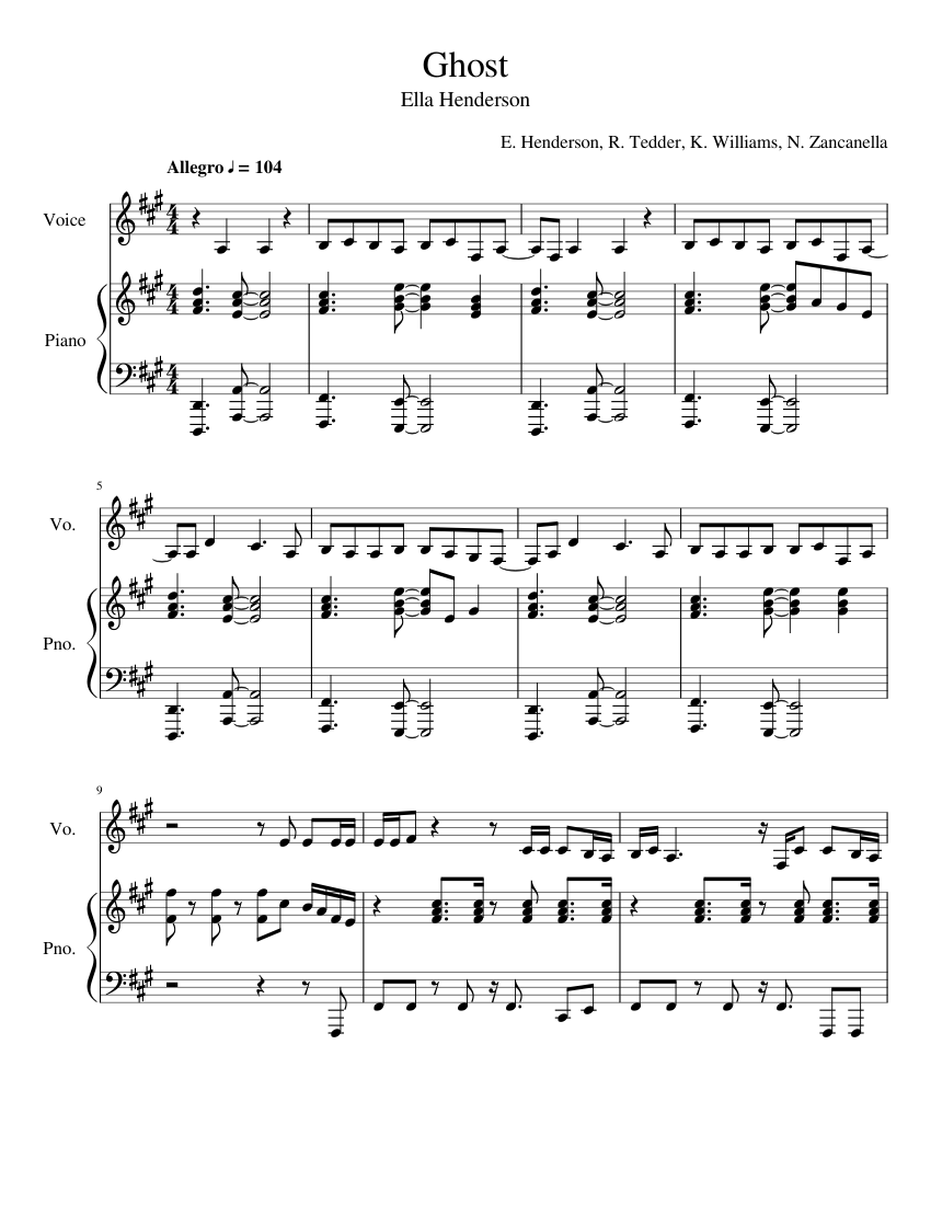 Ghost Sheet music for Piano, Voice | Download free in PDF or MIDI