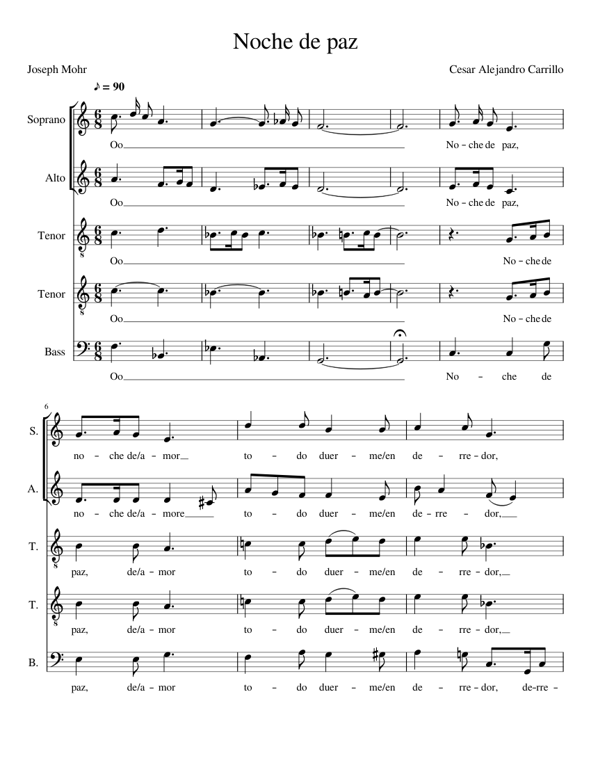 Noche de Paz 2 Sheet music for Voice | Download free in PDF or MIDI ...