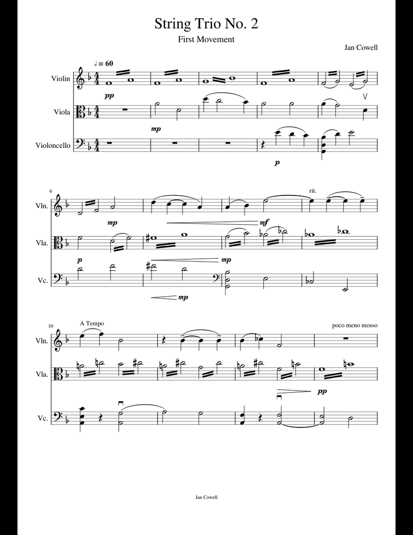 String Trio No. 2 - First Movement sheet music for Violin, Viola, Cello ...