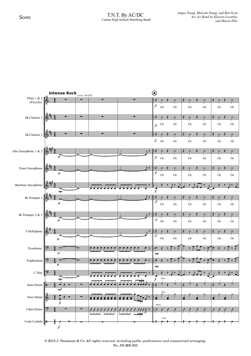 T N T By Ac Dc Sheet Music For Trombone Tuba Trumpet Clarinet Mixed Ensemble Musescore Com