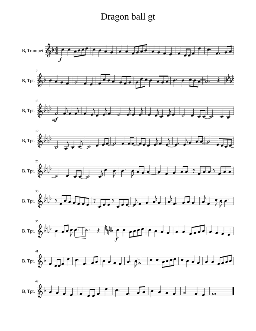 Dragon ball Gt Sheet music