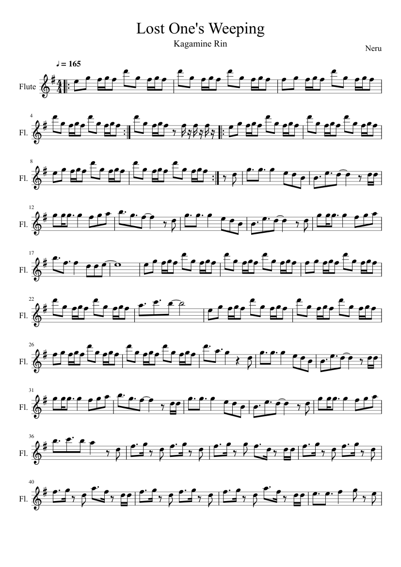 Lost One's Weeping sheet music composed by Neru - 1 of 3 pages