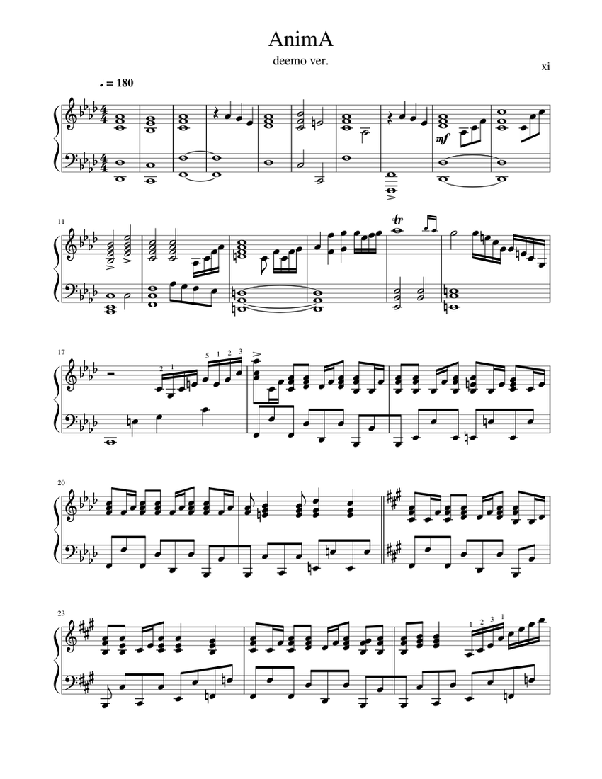 Anima Sheet Music For Piano Solo Musescore Com