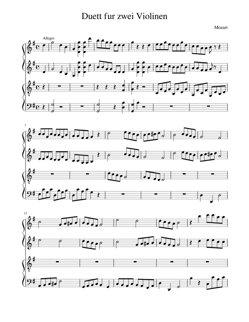 MOZART Sheet music for Soprano, Tenor, Alto, Bass (Choral)