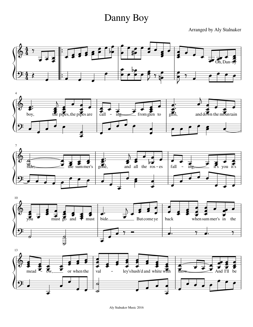 Oh Danny Boy (w/ Vocals) Sheet music for Piano (Solo) | Musescore.com